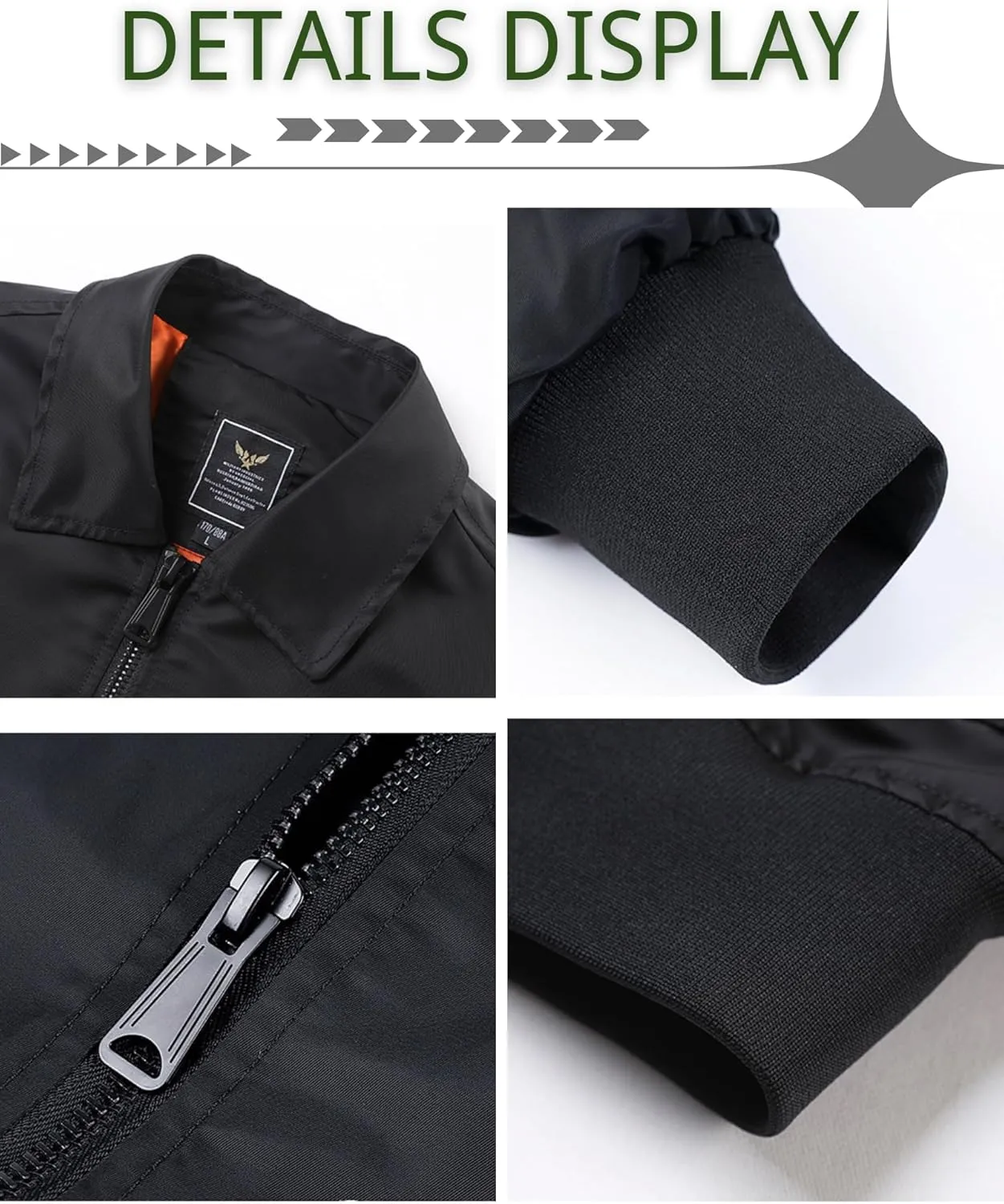 BAIMORE Men's Fall Winter MA-1 Military Jacket Fall Winter Flight Lightweight Bomber Jacket Windbreaker