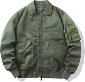 BAIMORE Men's Fall Winter MA-1 Military Jacket Fall Winter Flight Lightweight Bomber Jacket Windbreaker