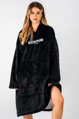 Bishopsgate Double Weight Fleece Blanket Hoodie - Black