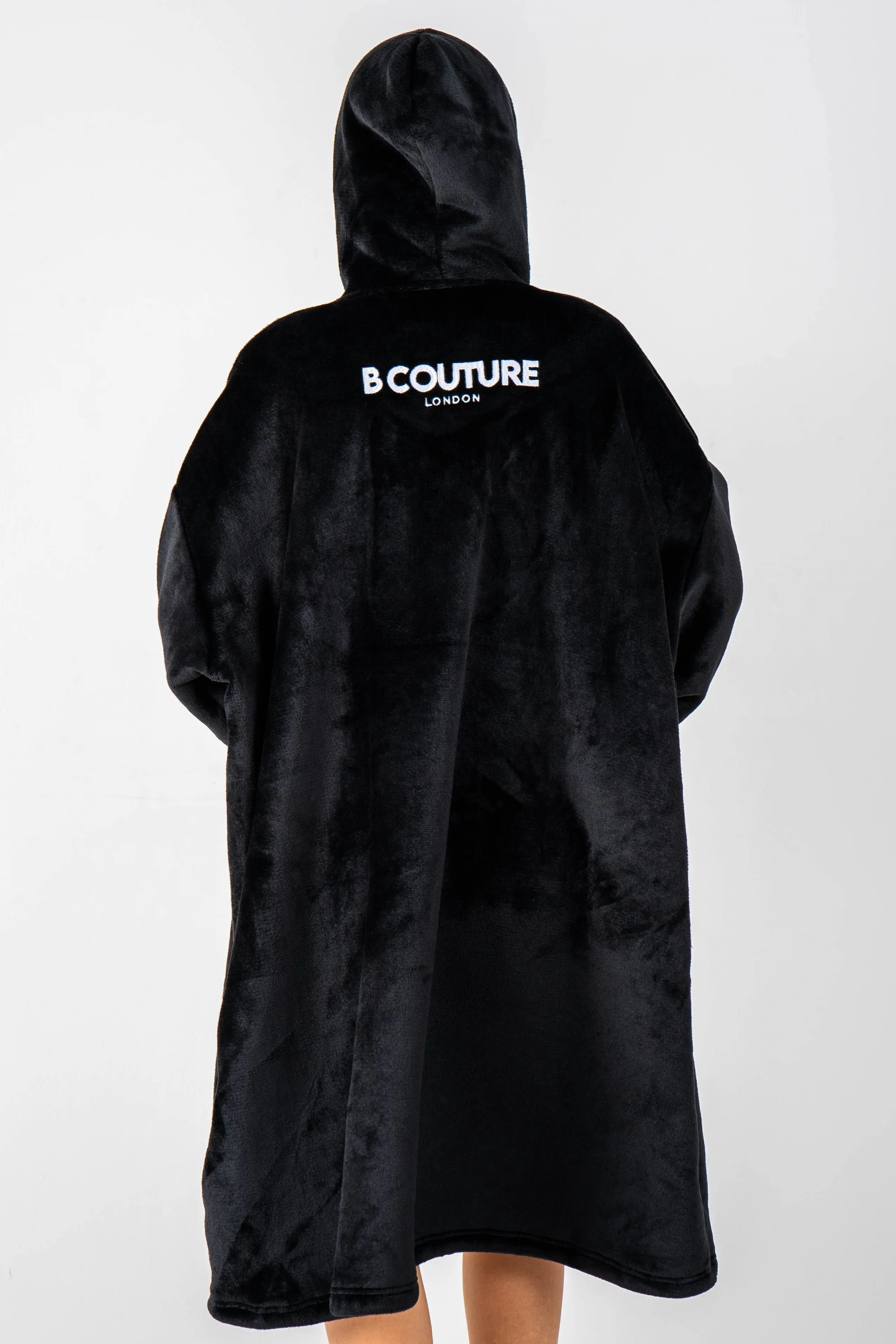 Bishopsgate Double Weight Fleece Blanket Hoodie - Black