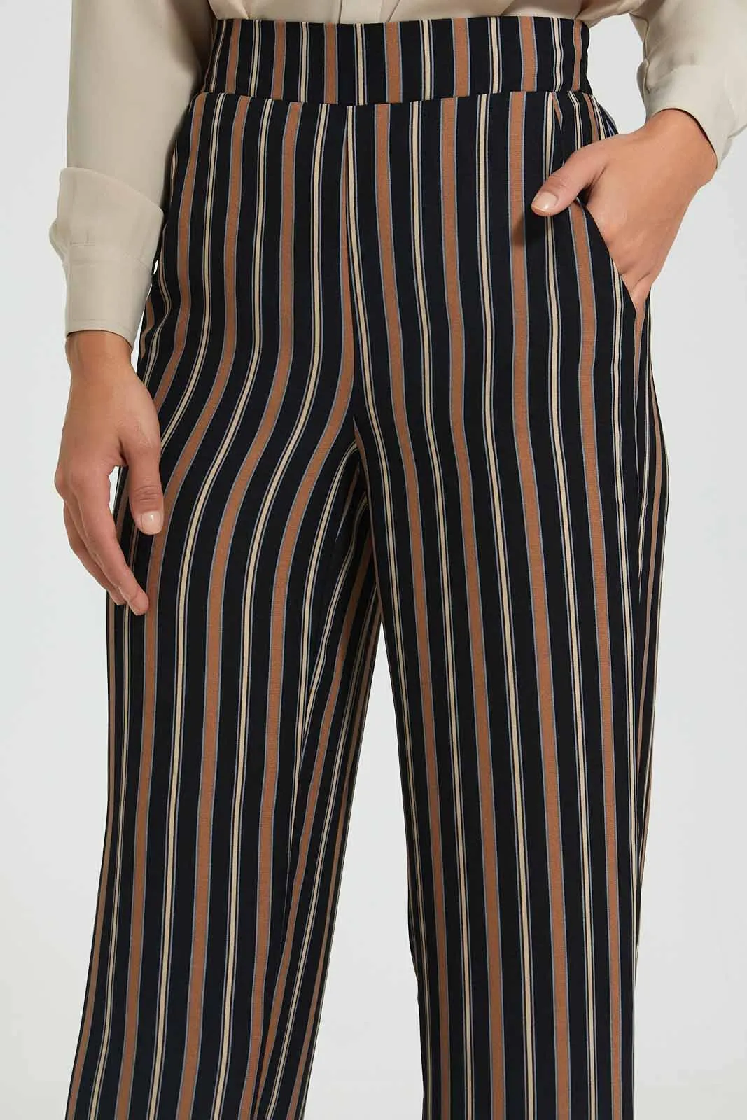 Black And Beige Striped Trouser