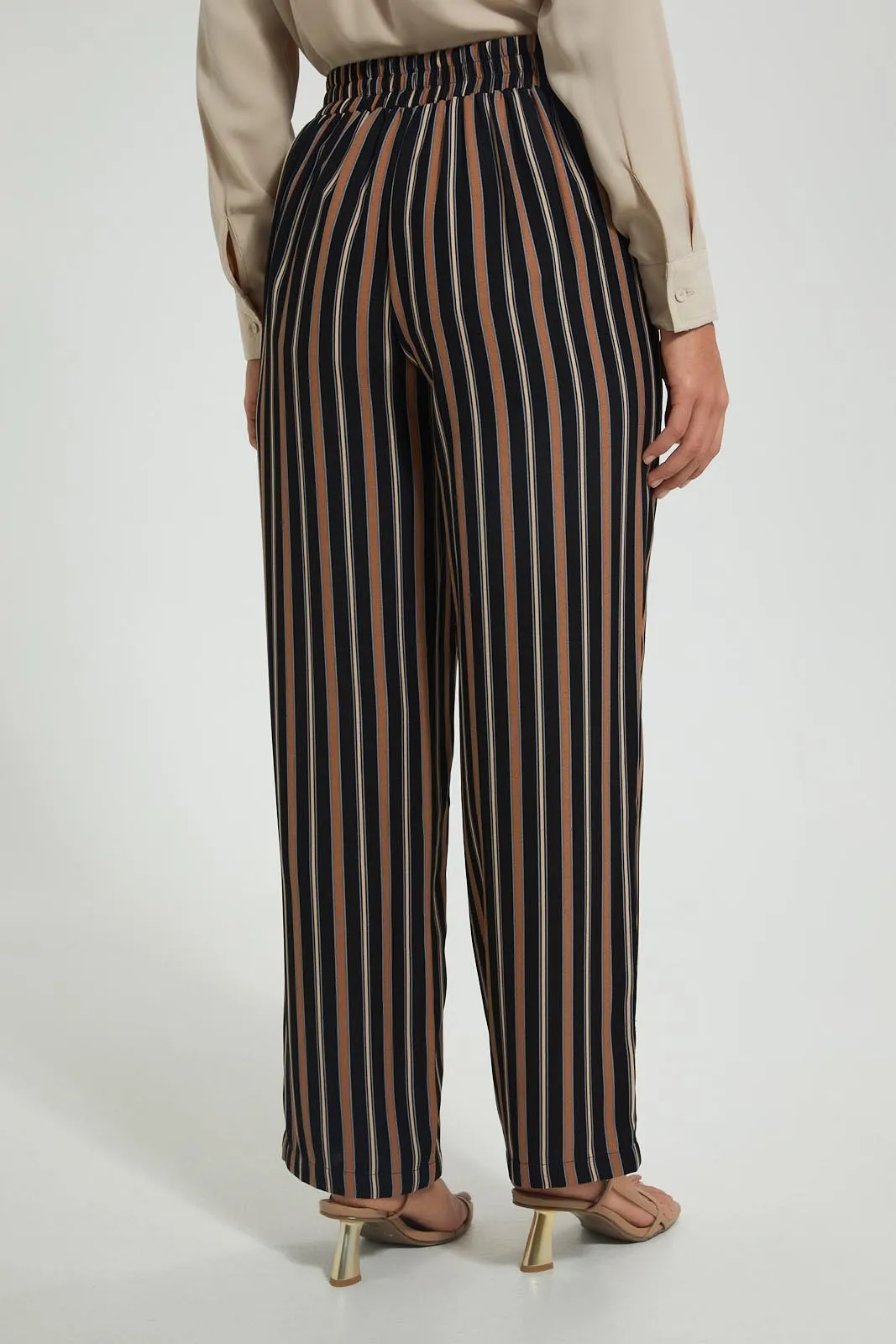Black And Beige Striped Trouser