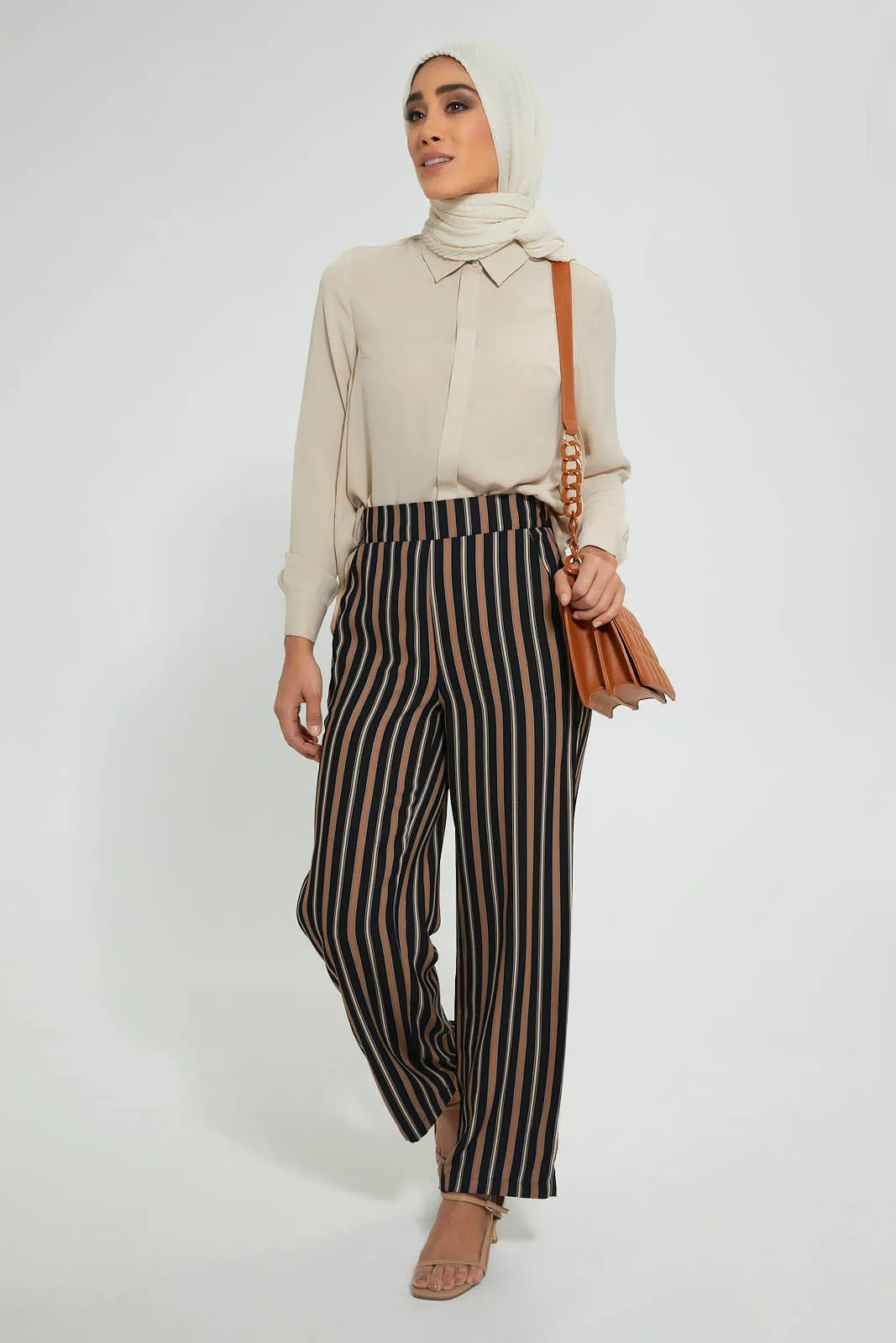 Black And Beige Striped Trouser