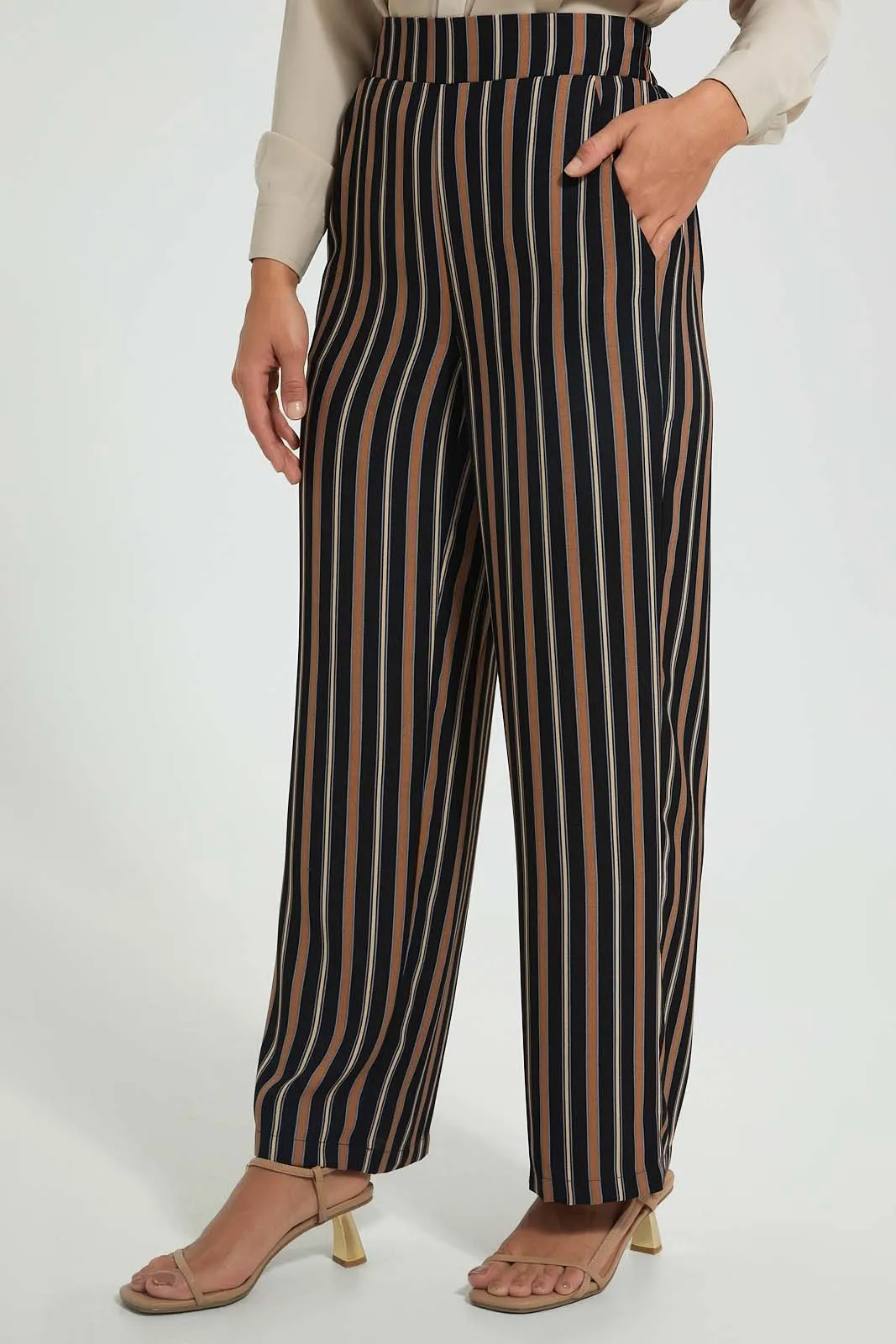 Black And Beige Striped Trouser