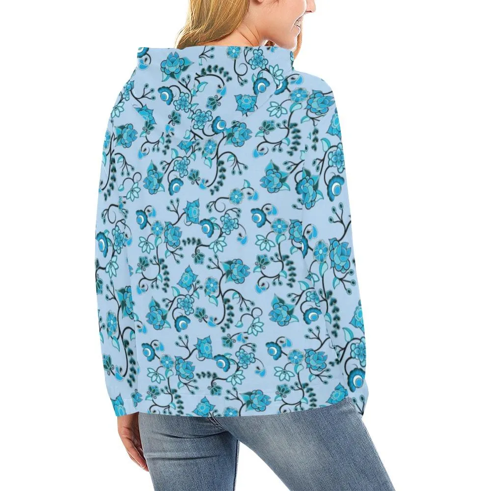 Blue Floral Amour Hoodie for Women (USA Size)