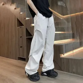 Bonsir Summer Casual Trousers Loose Straight Cool Ice Silk Quick-drying Trousers Versatile Drapey Parachute Trousers Couples