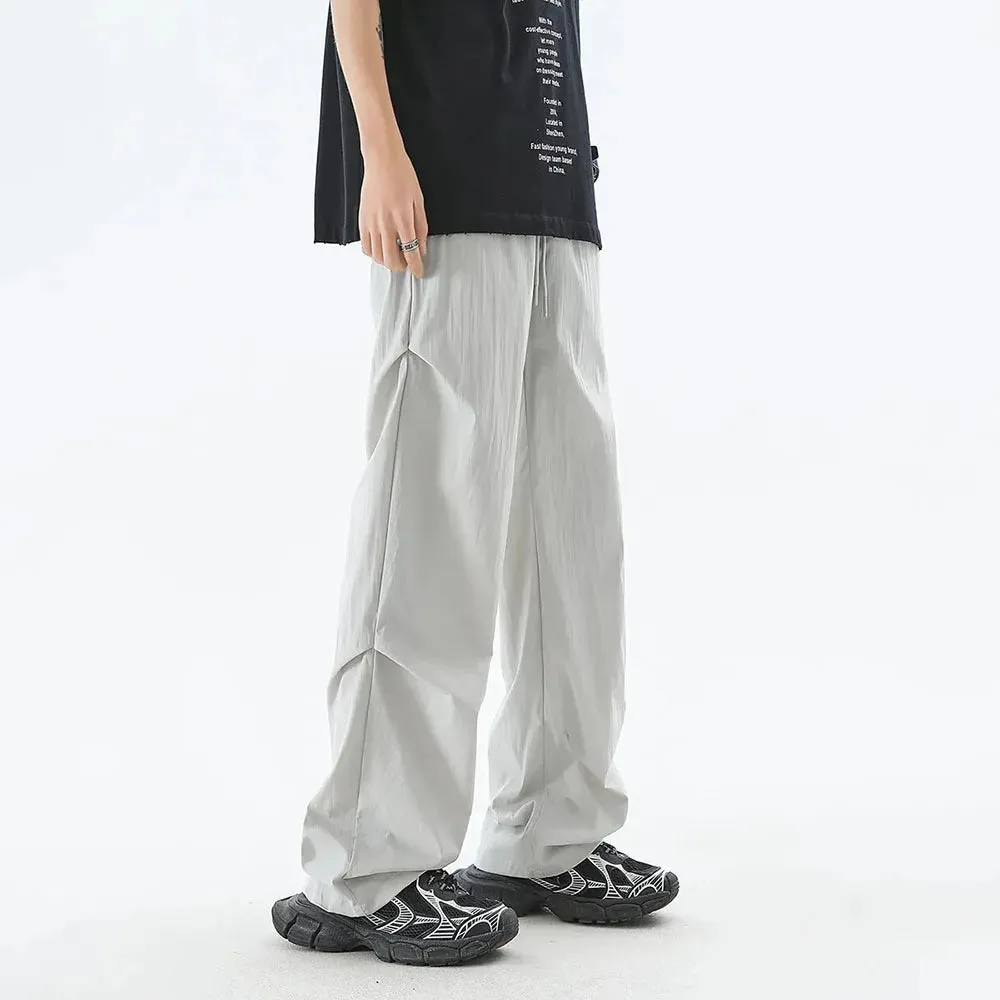 Bonsir Summer Casual Trousers Loose Straight Cool Ice Silk Quick-drying Trousers Versatile Drapey Parachute Trousers Couples