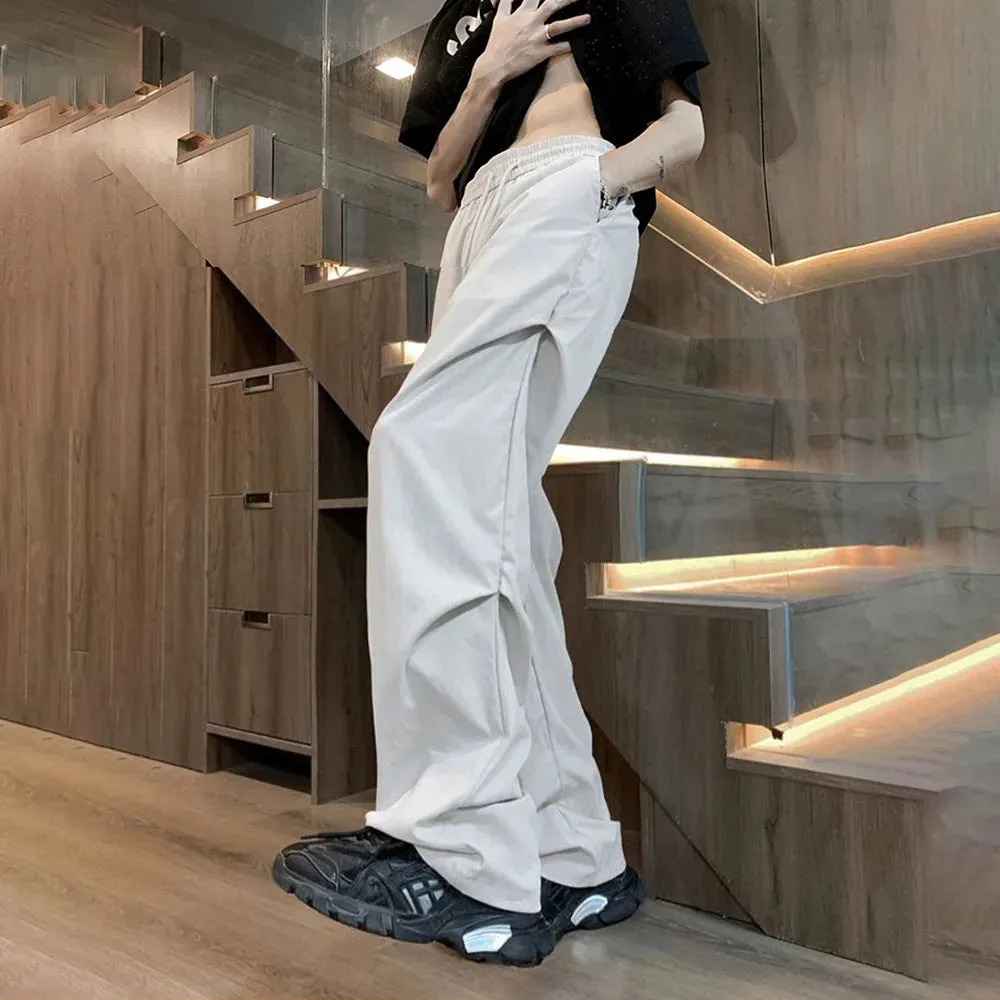 Bonsir Summer Casual Trousers Loose Straight Cool Ice Silk Quick-drying Trousers Versatile Drapey Parachute Trousers Couples