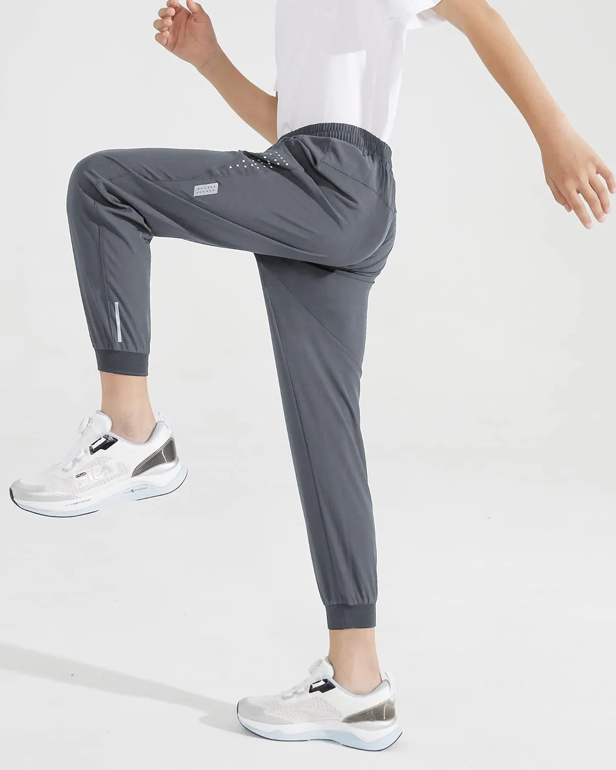 Boys Lightweight Jogger Pants Youth Kids Quick Dry Hiking Pants Active Athletic Pants with Zipper Pockets