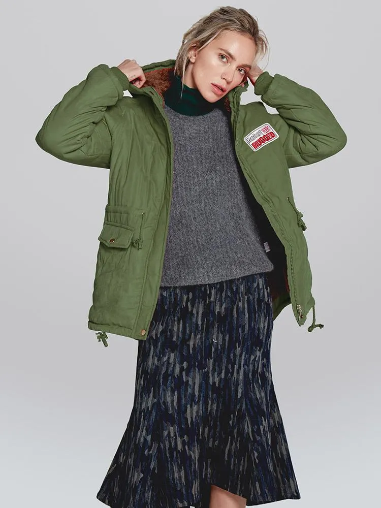 Candy Color Women Warm Hooded Oversized Parka Jacket Coat