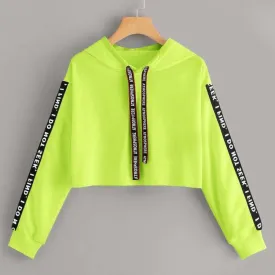Candy Crop hoodie with Letter Tape