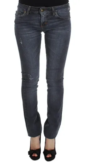 Cavalli Blue Wash Cotton Blend Slim Fit Jeans
