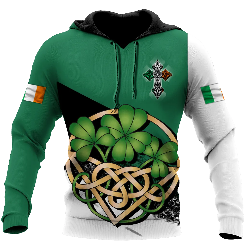 Celtic Cross Ireland St. Patrick's Day 3D Shirt, Irish St. Paddy's Sweater, Shamrock Shirt, Idea For St Patrick's Day