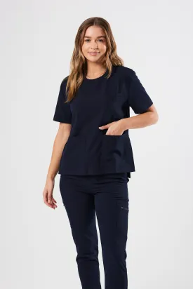 CLASSIC CREW NECK WOMEN'S SCRUB TOP (NAVY)