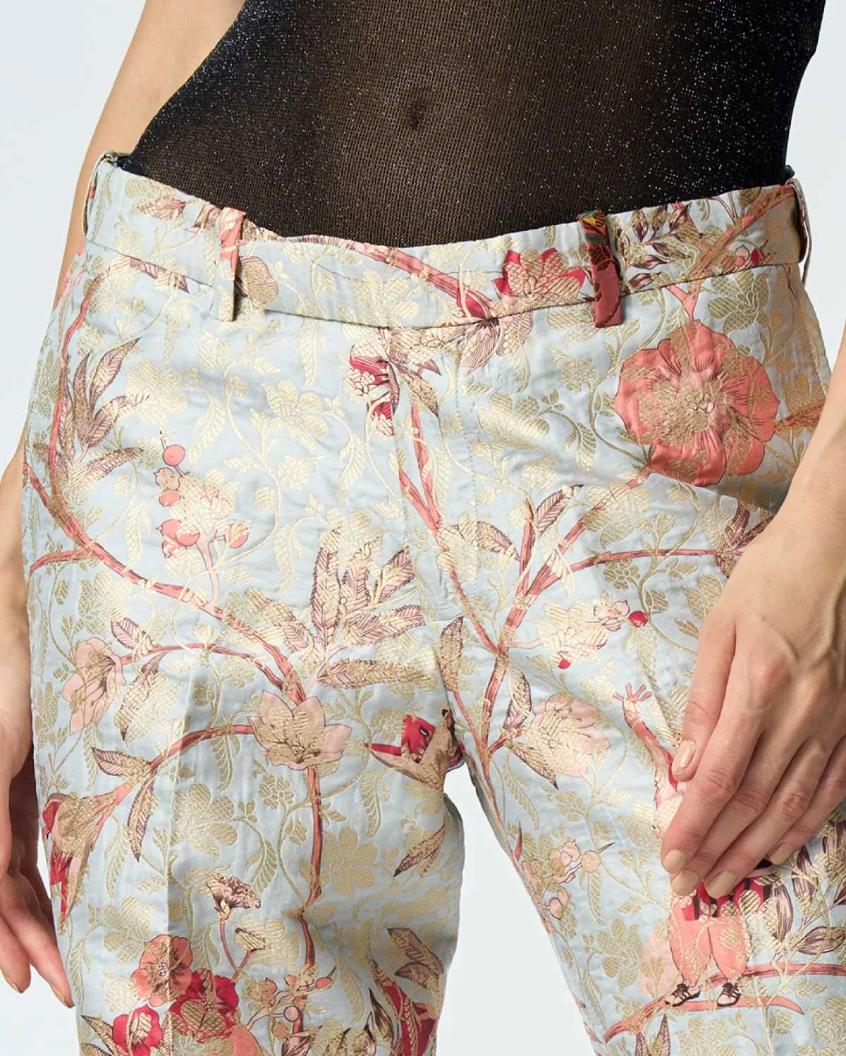 Classic Trousers Silk Brocade Ice Blue