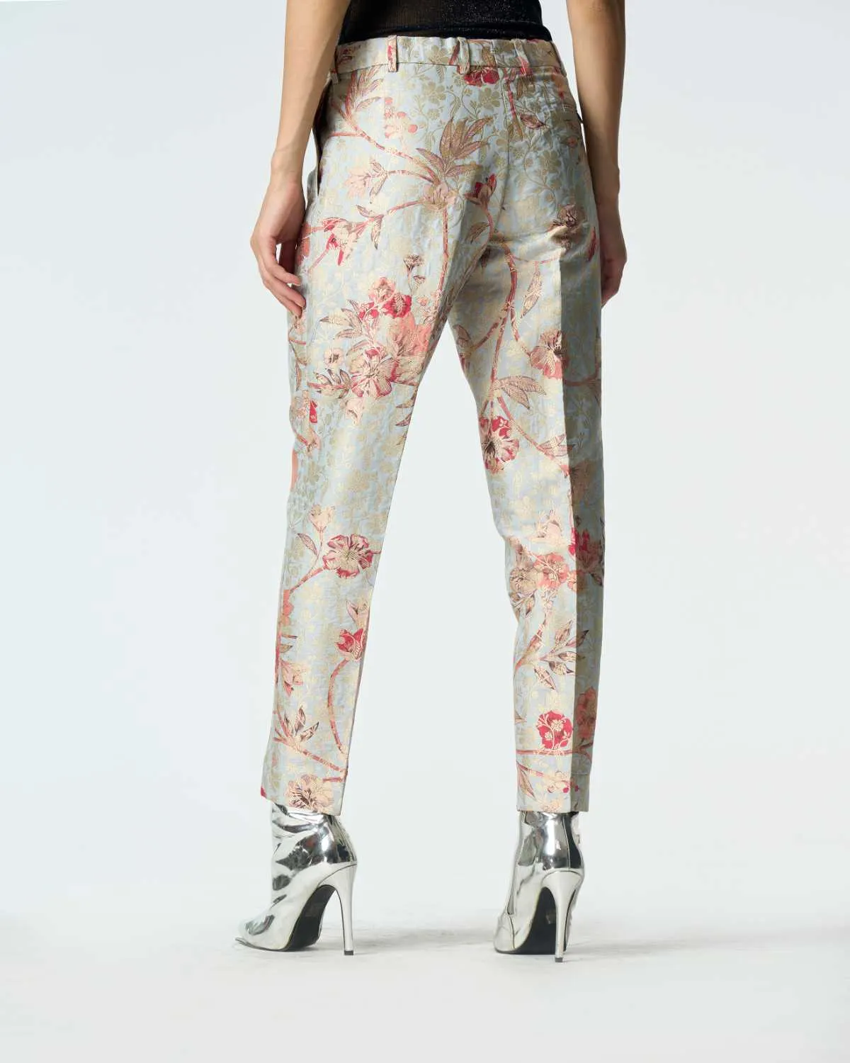 Classic Trousers Silk Brocade Ice Blue