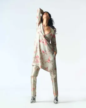 Classic Trousers Silk Brocade Ice Blue