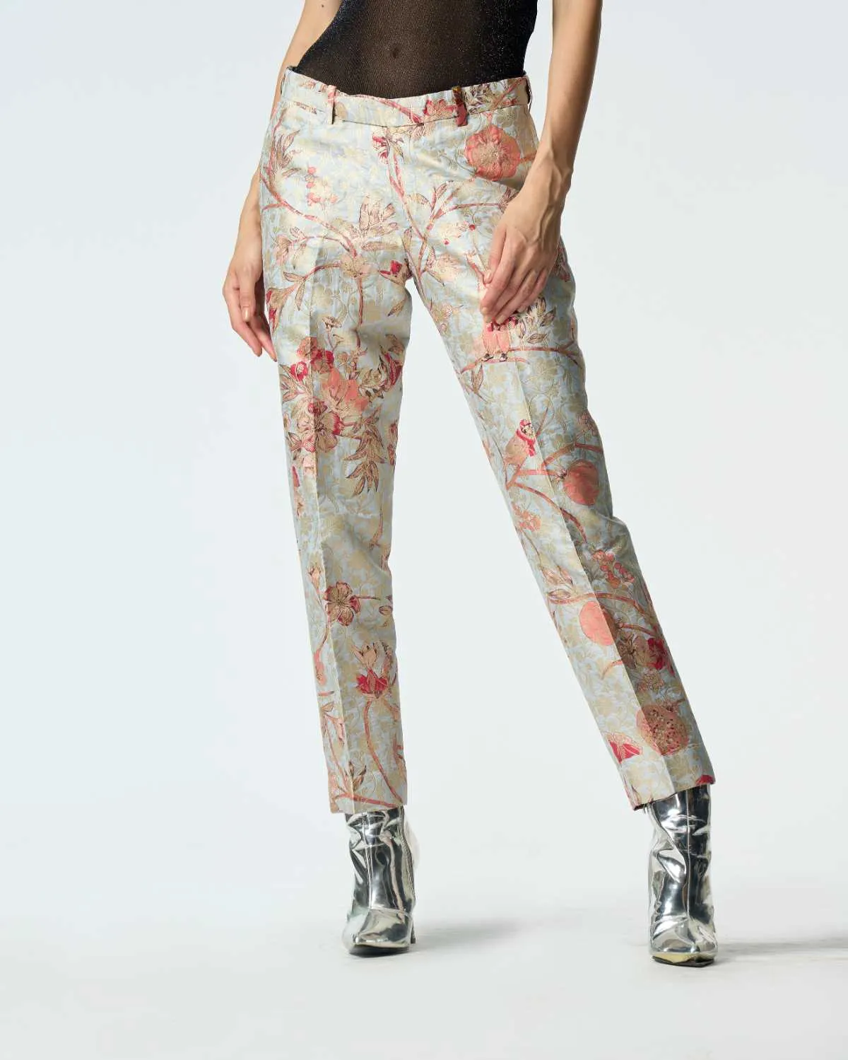 Classic Trousers Silk Brocade Ice Blue