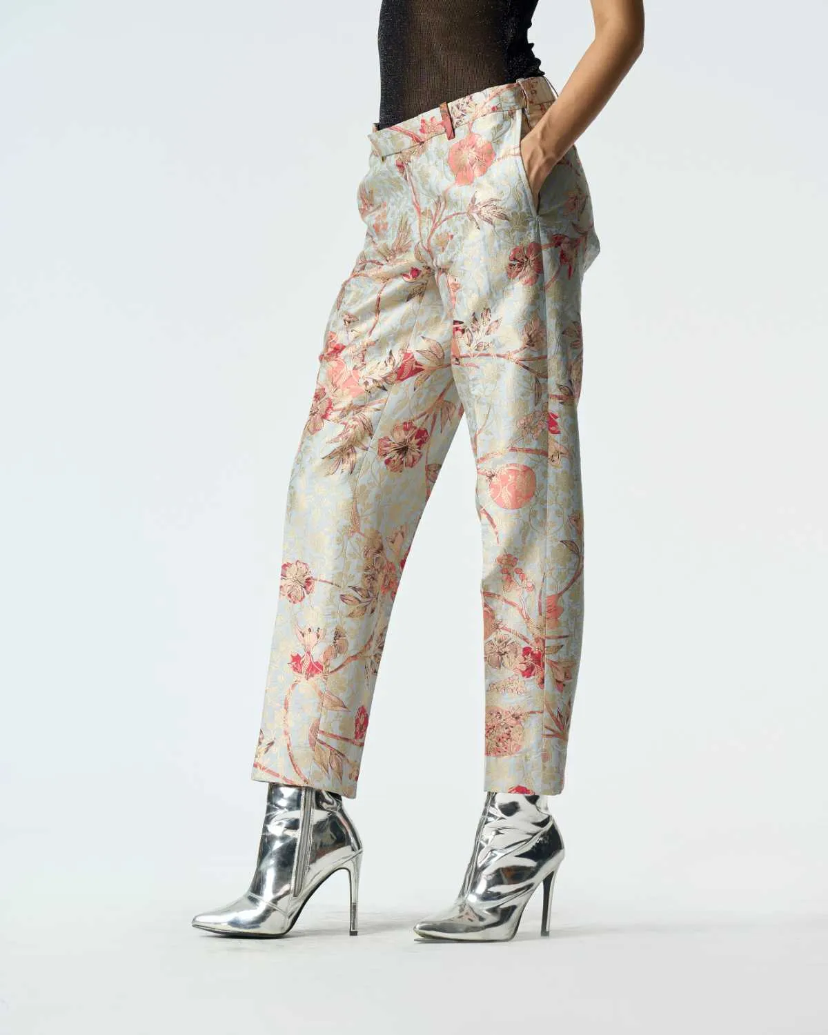 Classic Trousers Silk Brocade Ice Blue