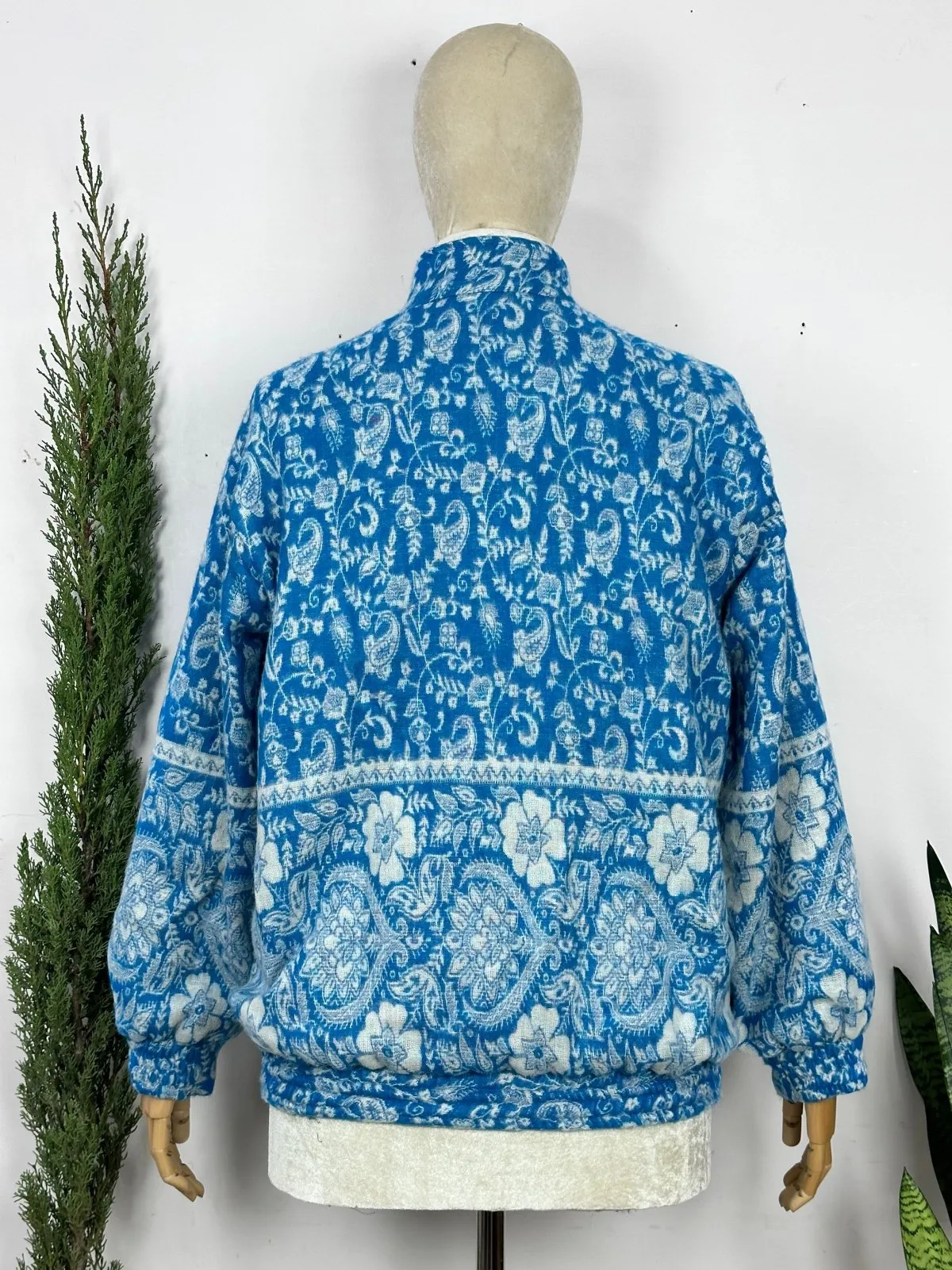 Cozy Yak Wool Blend Bomber Bolero Jacket | Warm Comfy Soft Winter Fashion Casual Party Wear | Boho Chic Paisley Floral