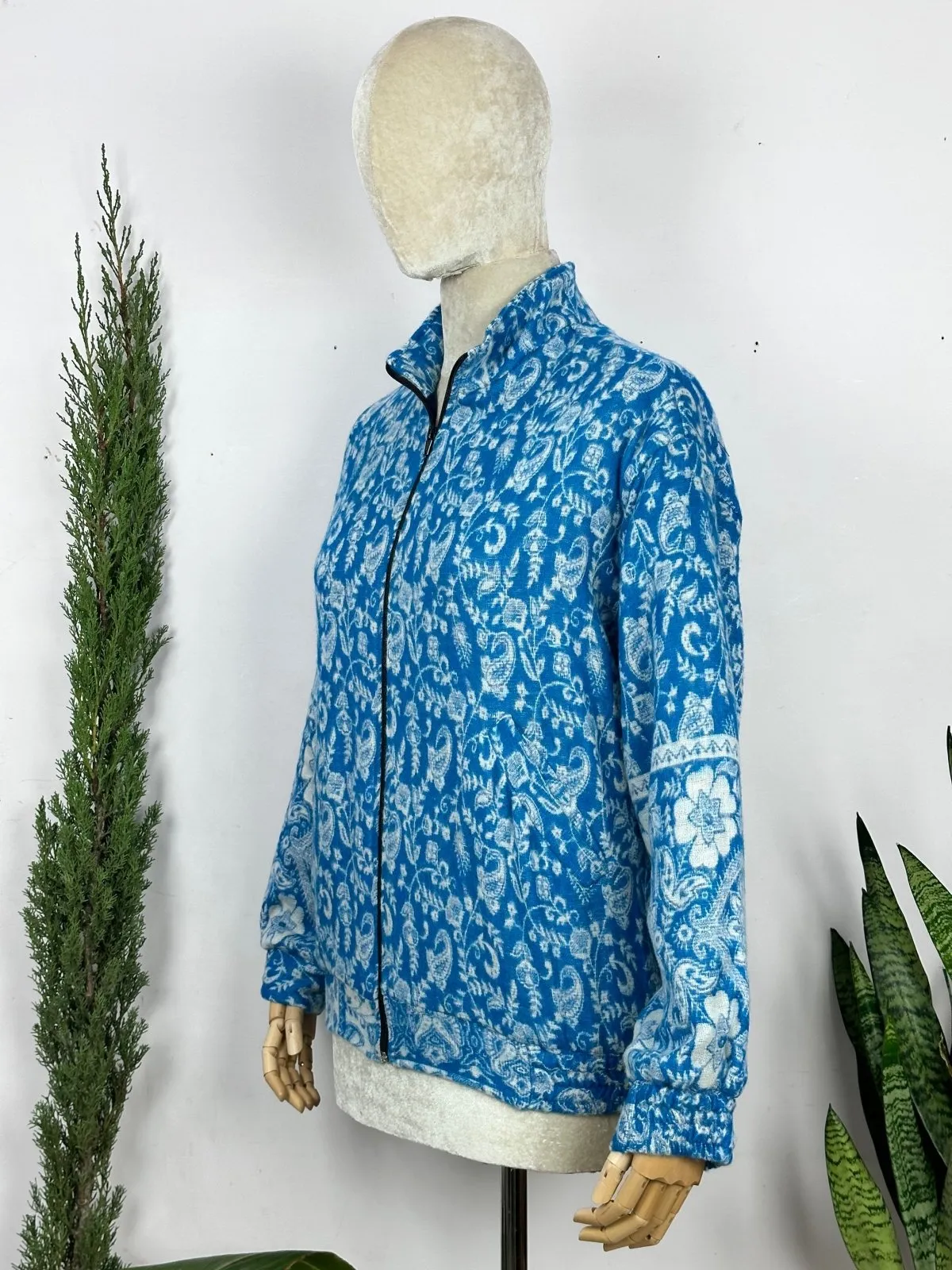 Cozy Yak Wool Blend Bomber Bolero Jacket | Warm Comfy Soft Winter Fashion Casual Party Wear | Boho Chic Paisley Floral