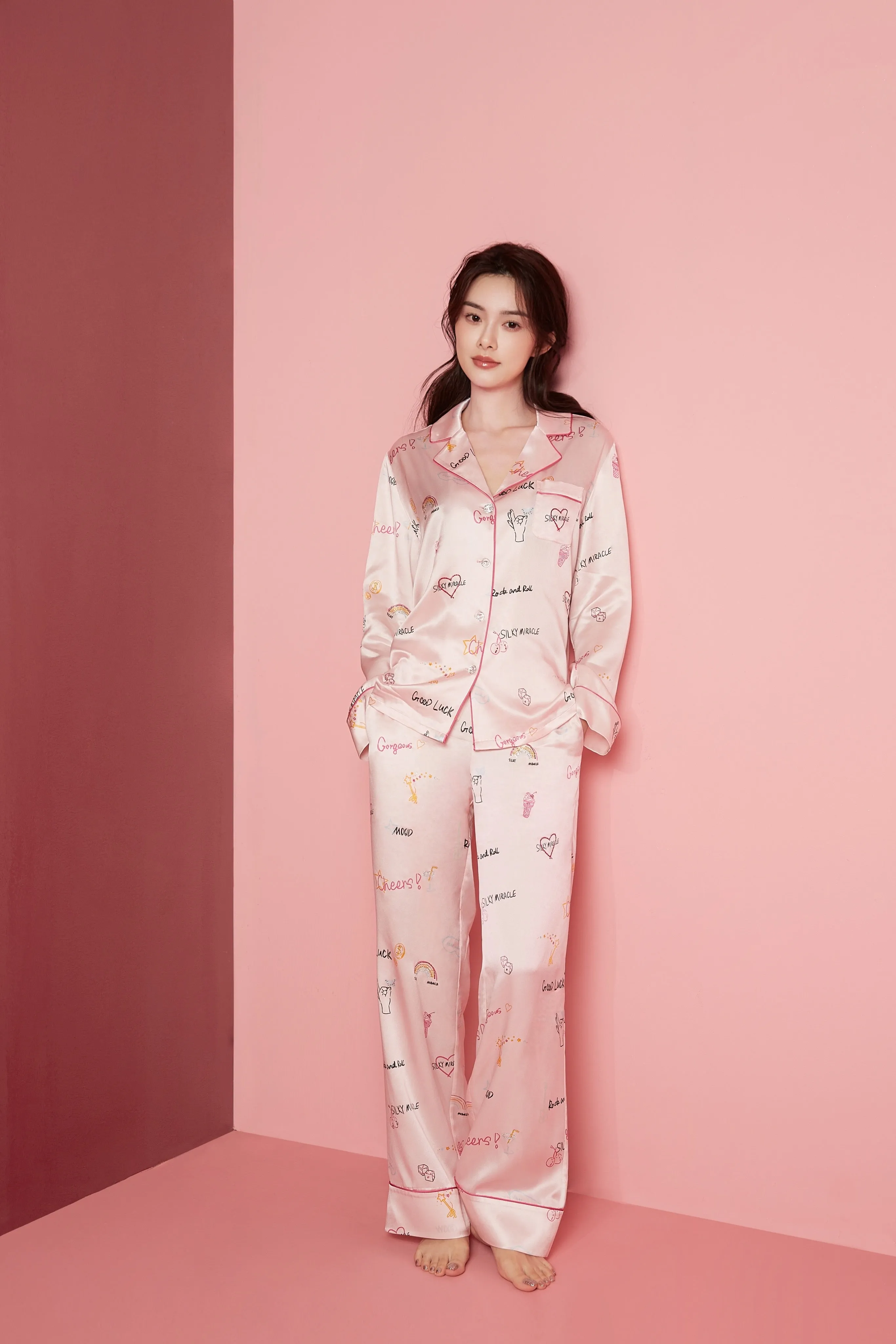 Crush Love Print Pink Pyjama Set
