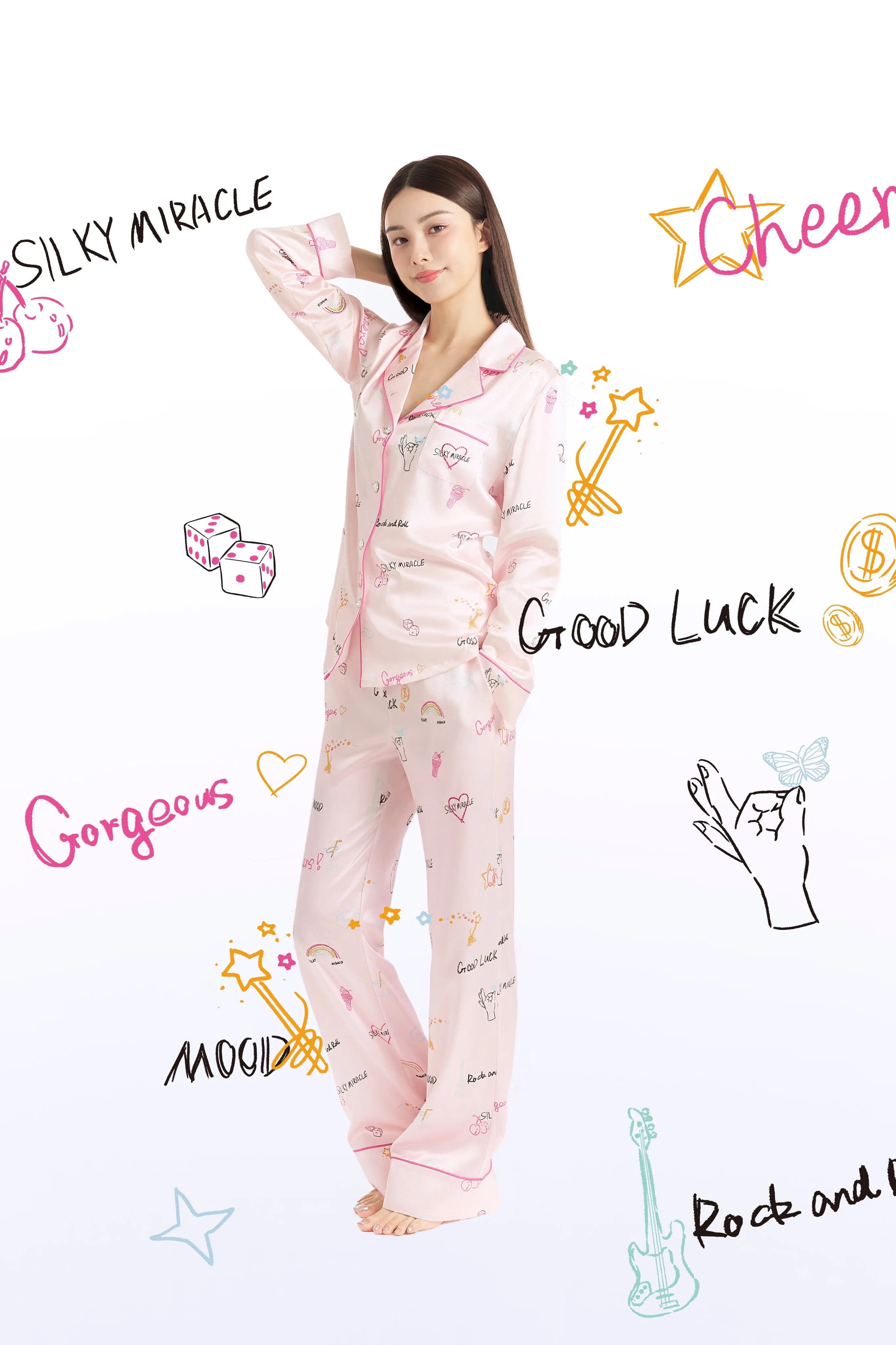 Crush Love Print Pink Pyjama Set