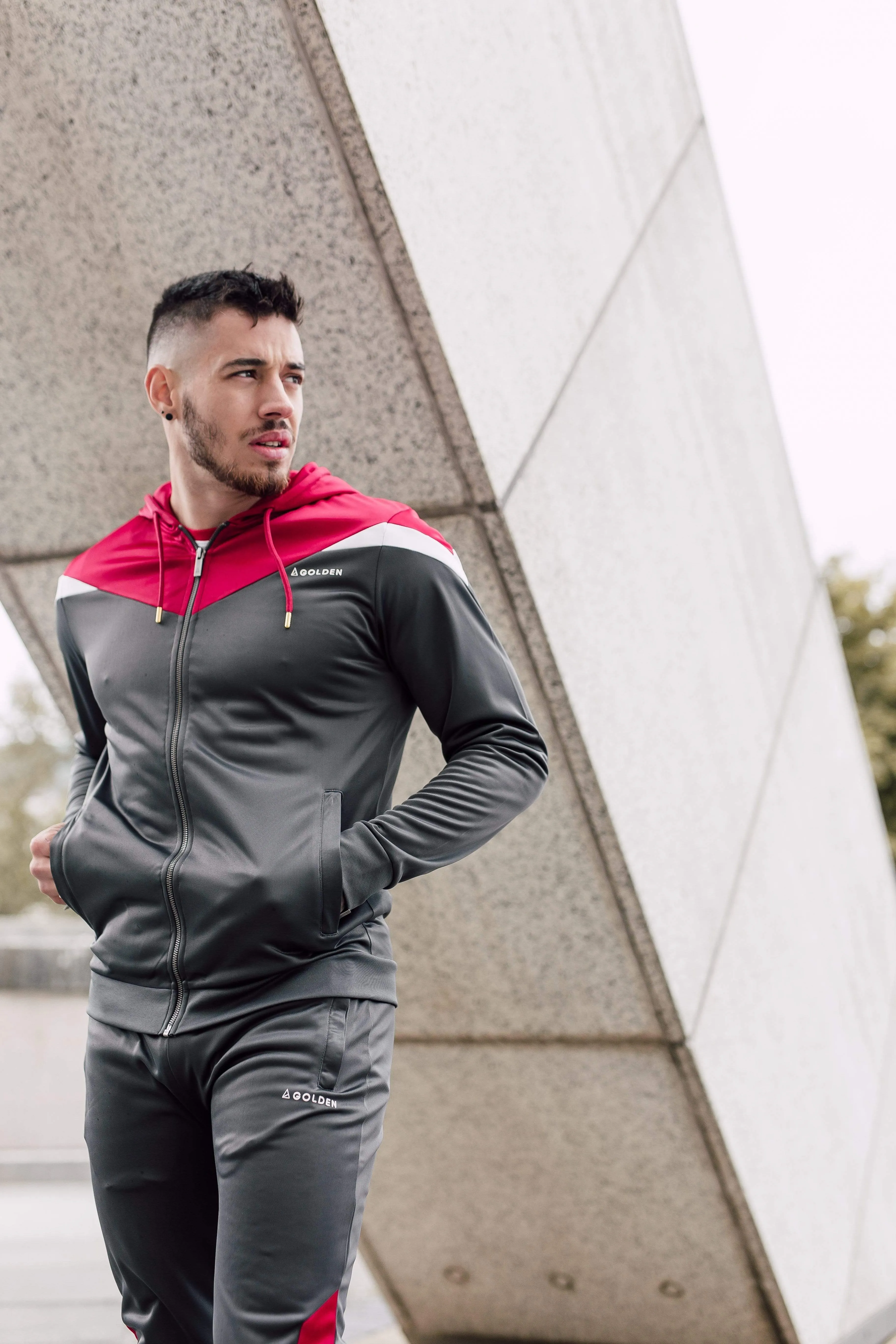 District Colour Logo Print Hoodie - Grey