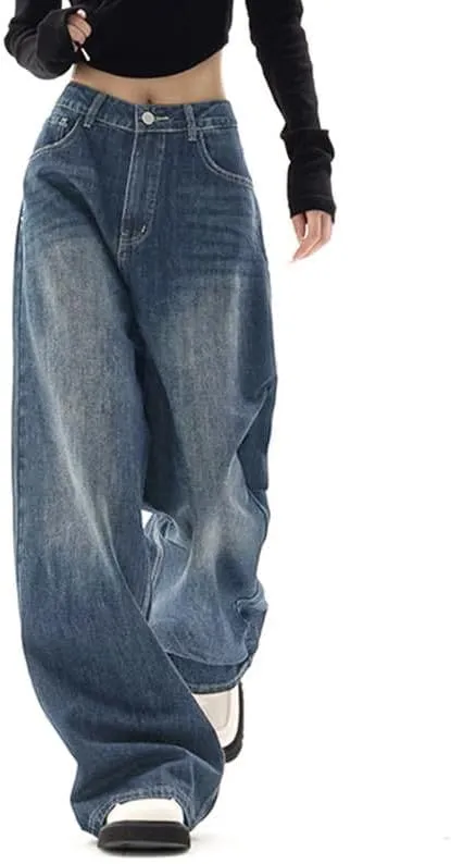 EMMIOL Jeans for Women Wide Leg Baggy Jeans High Waist Y2K Cargo Pants Casual Loose Boyfriends Trousers Vintage Streetwear