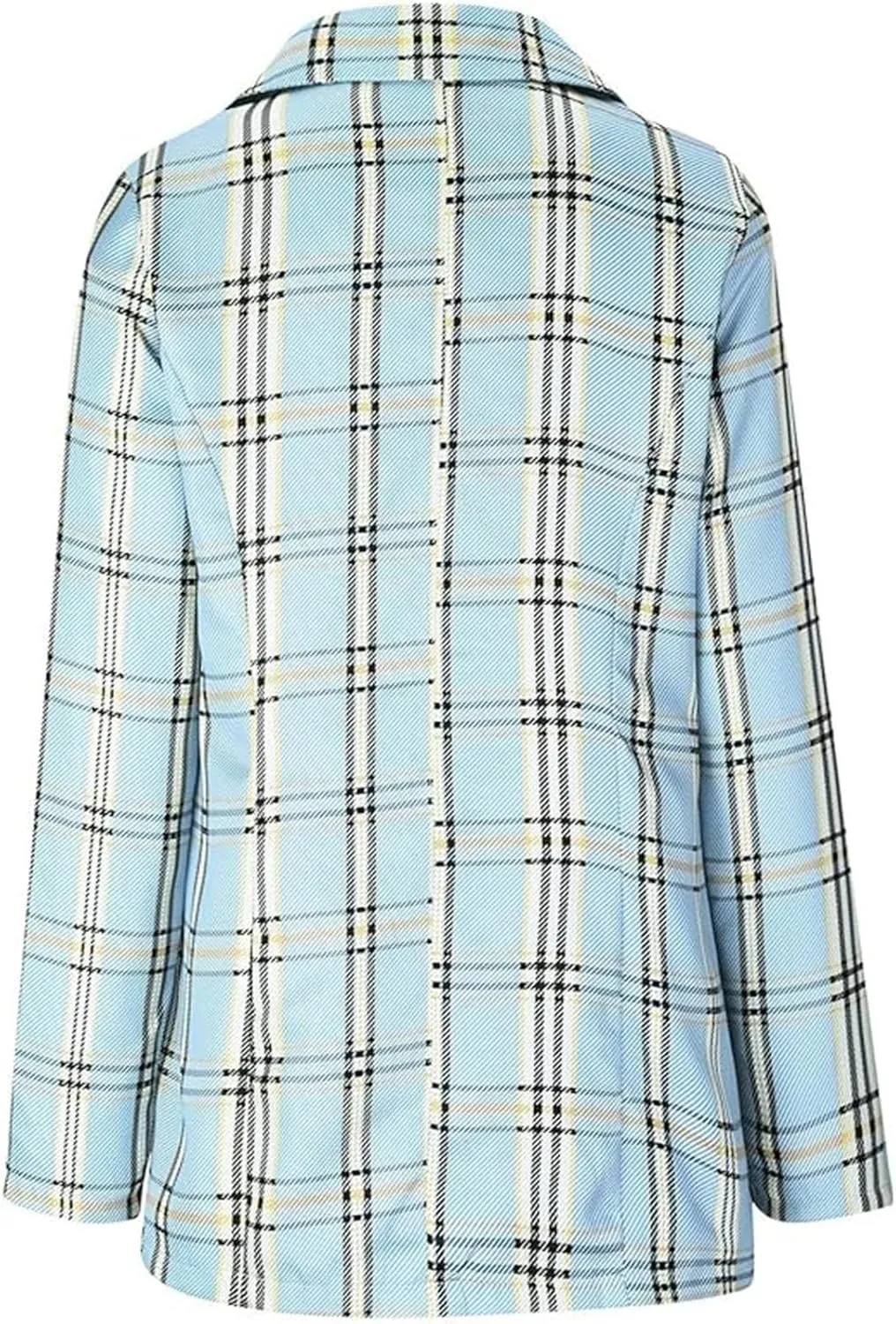 Fashion Plaid Blazer for Women Casual Lapel Collared Work Office Suit Jacket with Pockets Cozy Slim Fit Business Coat