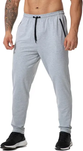 GYMELITE Men's Gym Sweatpants Workout Joggers Active Athletic Jogger Pants with Zipper Pockets Casual Running Track Pants