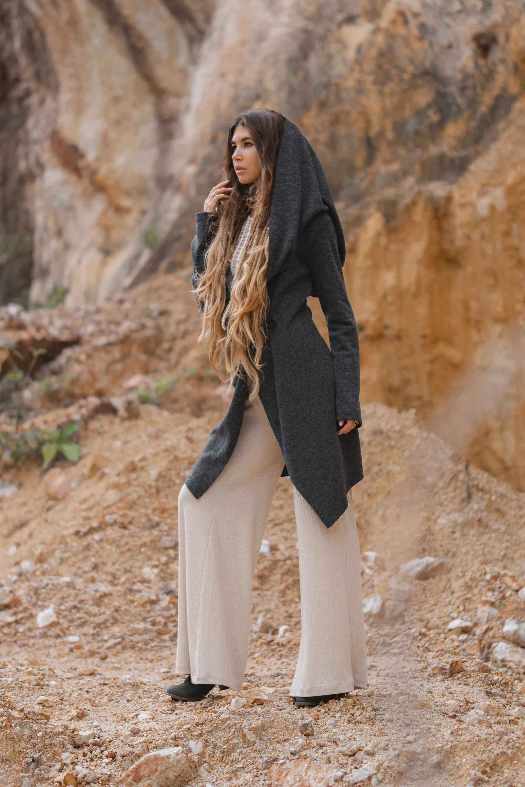 Hooded Cardigan Lalima Charcoal