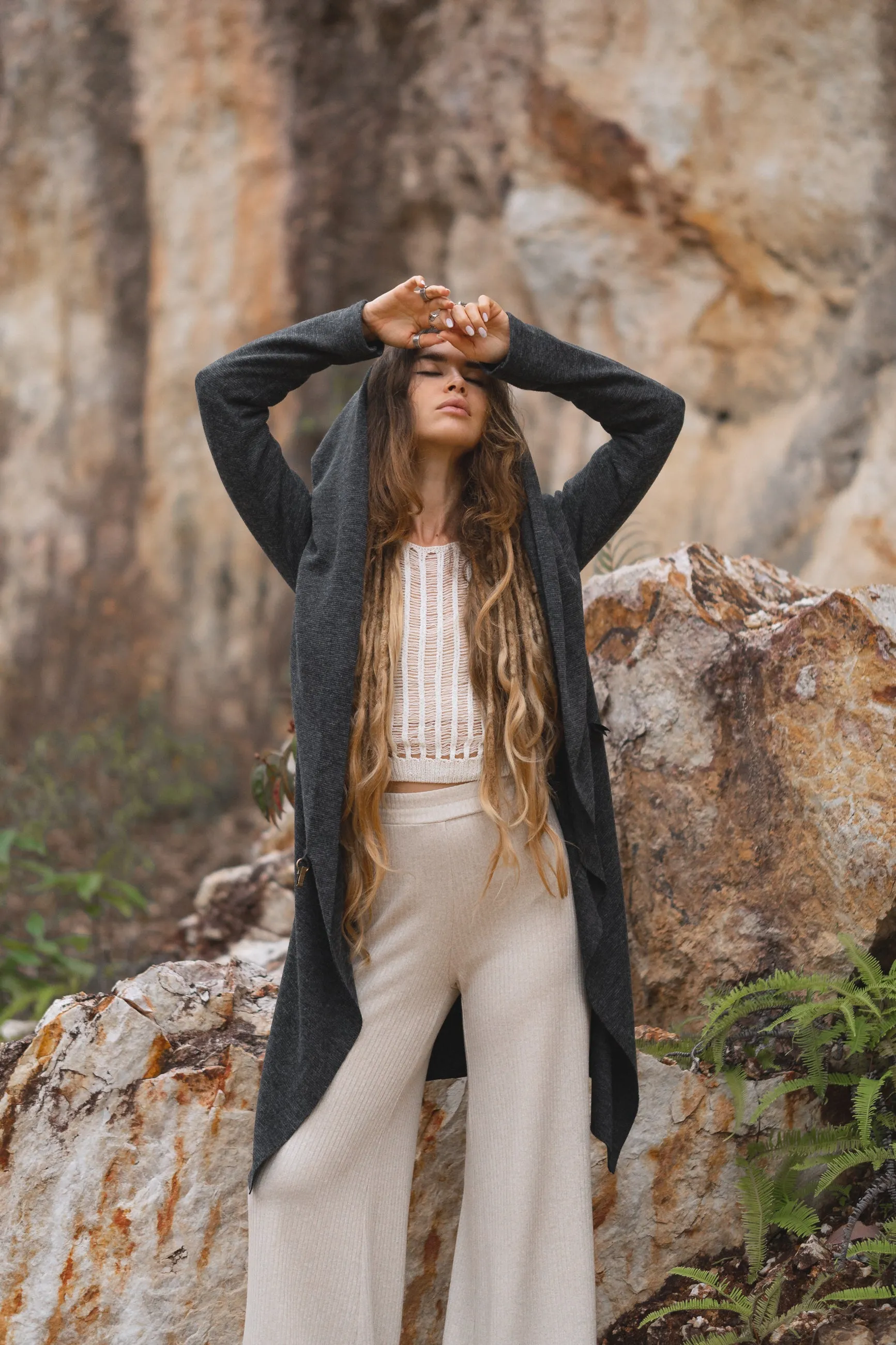 Hooded Cardigan Lalima Charcoal