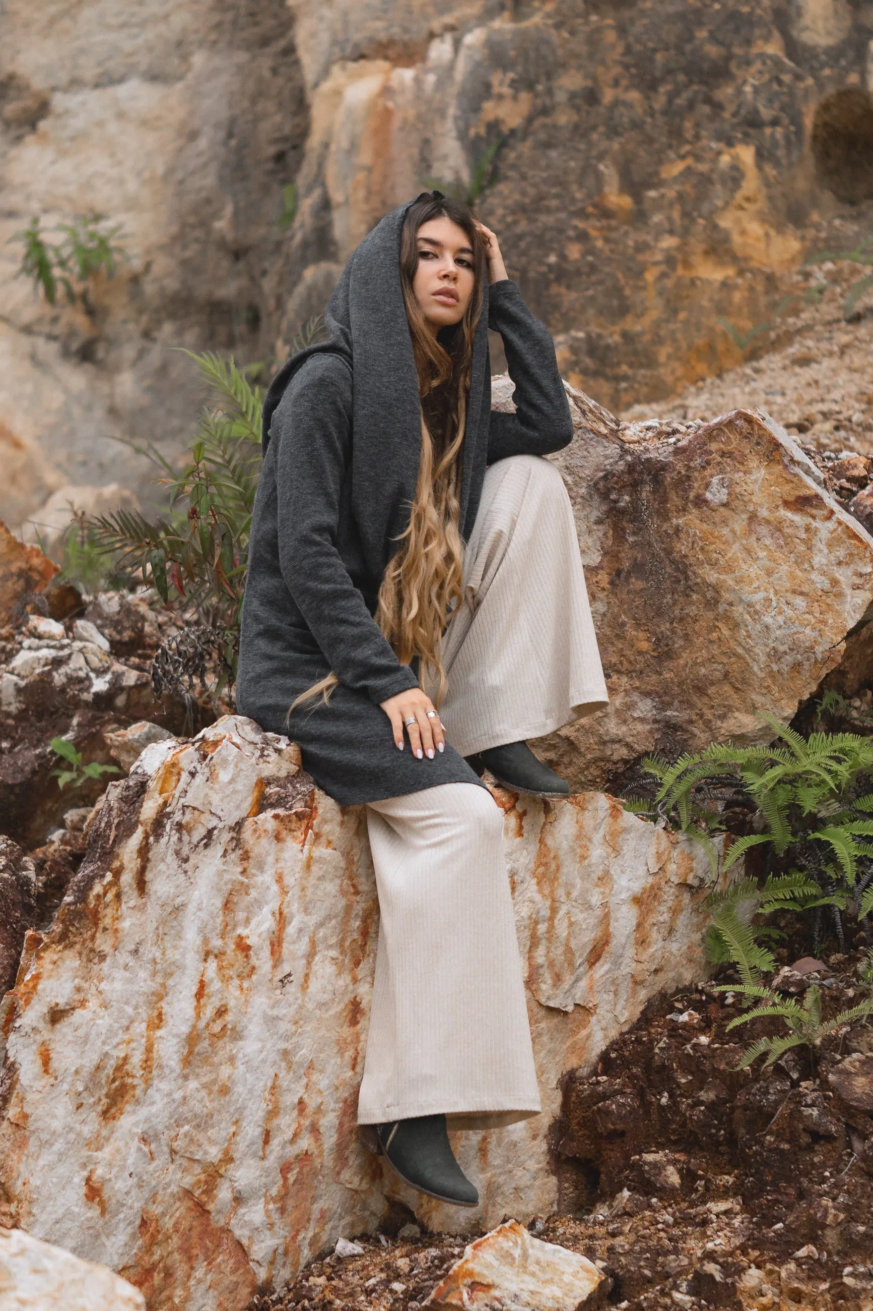 Hooded Cardigan Lalima Charcoal
