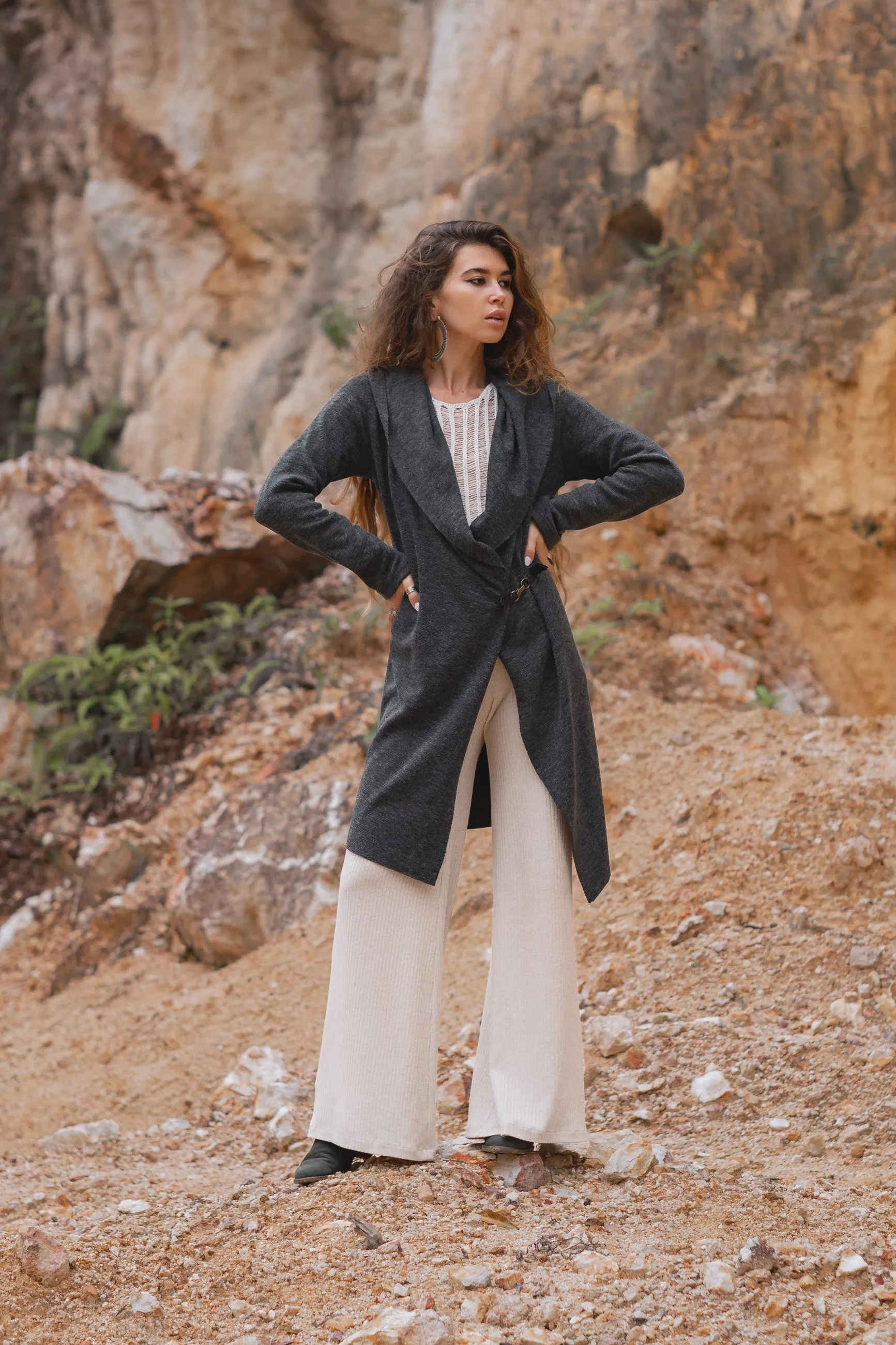 Hooded Cardigan Lalima Charcoal