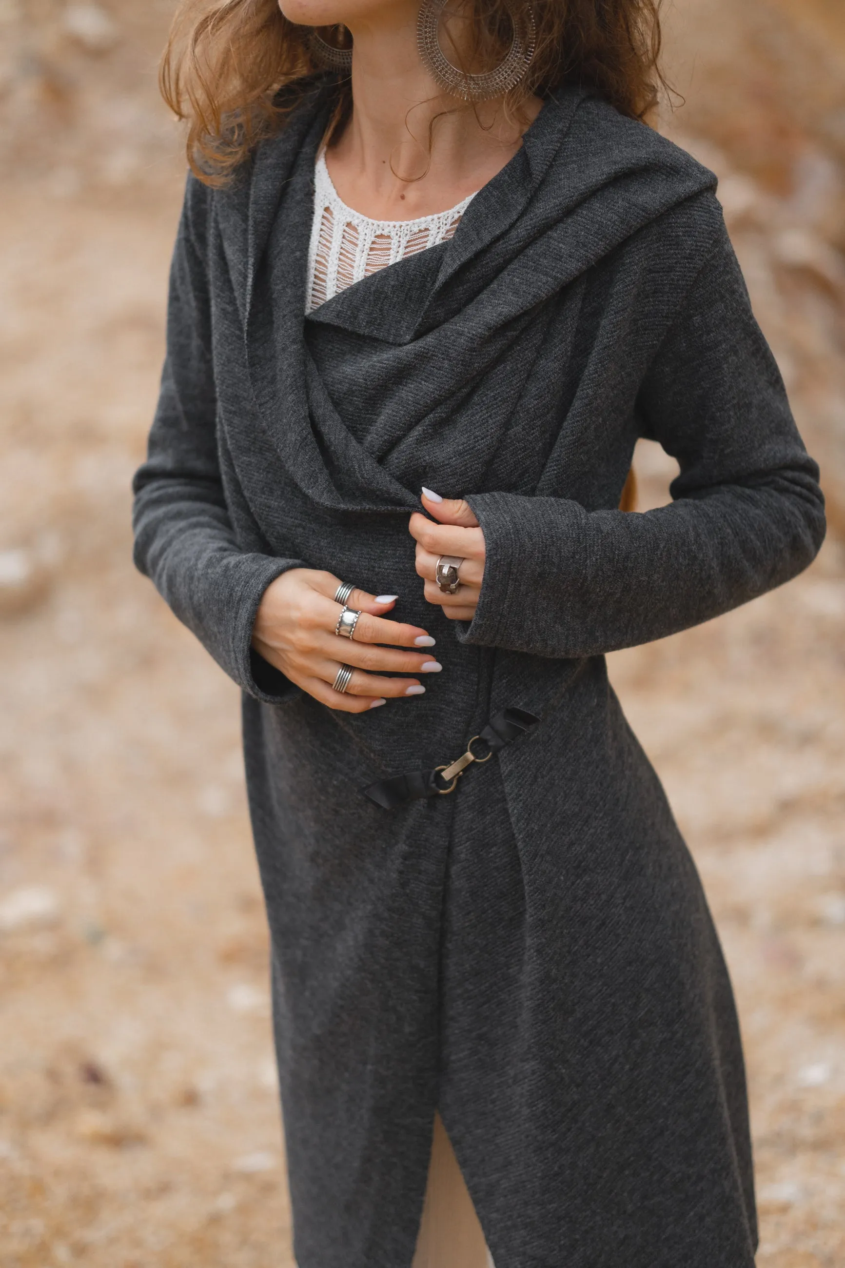 Hooded Cardigan Lalima Charcoal