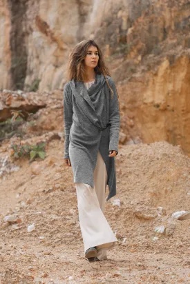 Hooded Cardigan Lalima Light Grey