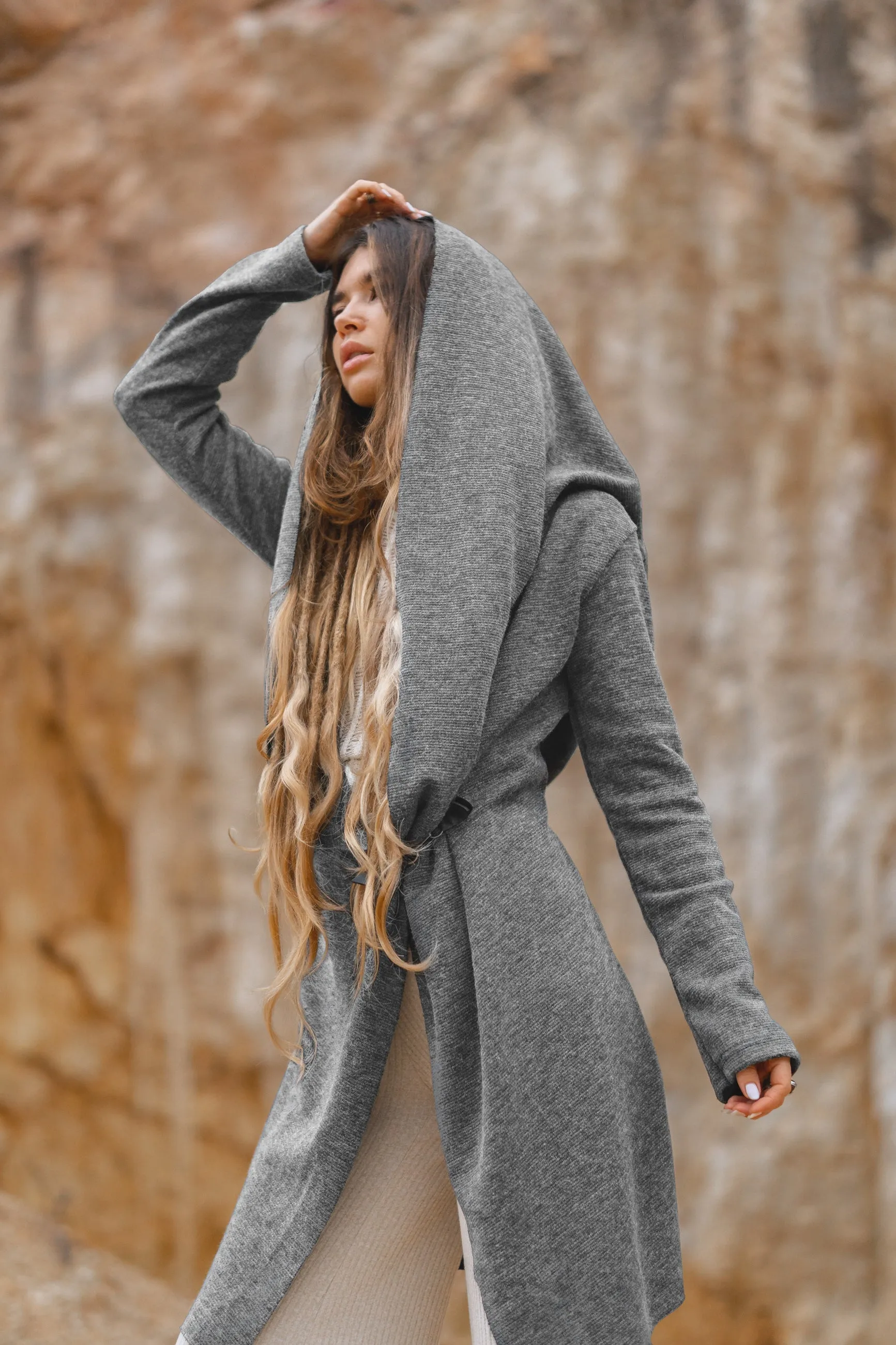 Hooded Cardigan Lalima Light Grey