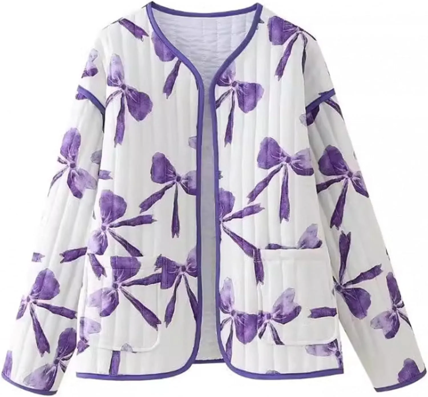 HOTIAN Floral Printed Puff Jackets for Women Lightweight Cropped Padded Puffer Jacket Cardigan Quilted Winter Coats