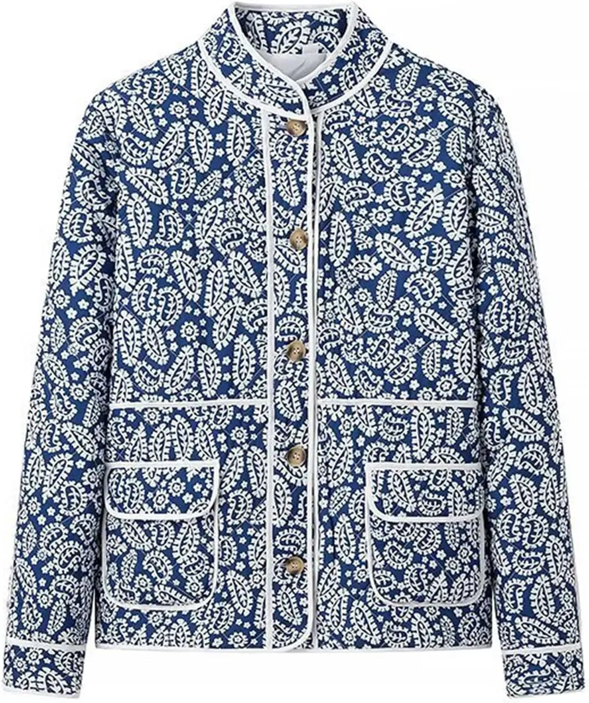 HOTIAN Floral Printed Puff Jackets for Women Lightweight Cropped Padded Puffer Jacket Cardigan Quilted Winter Coats