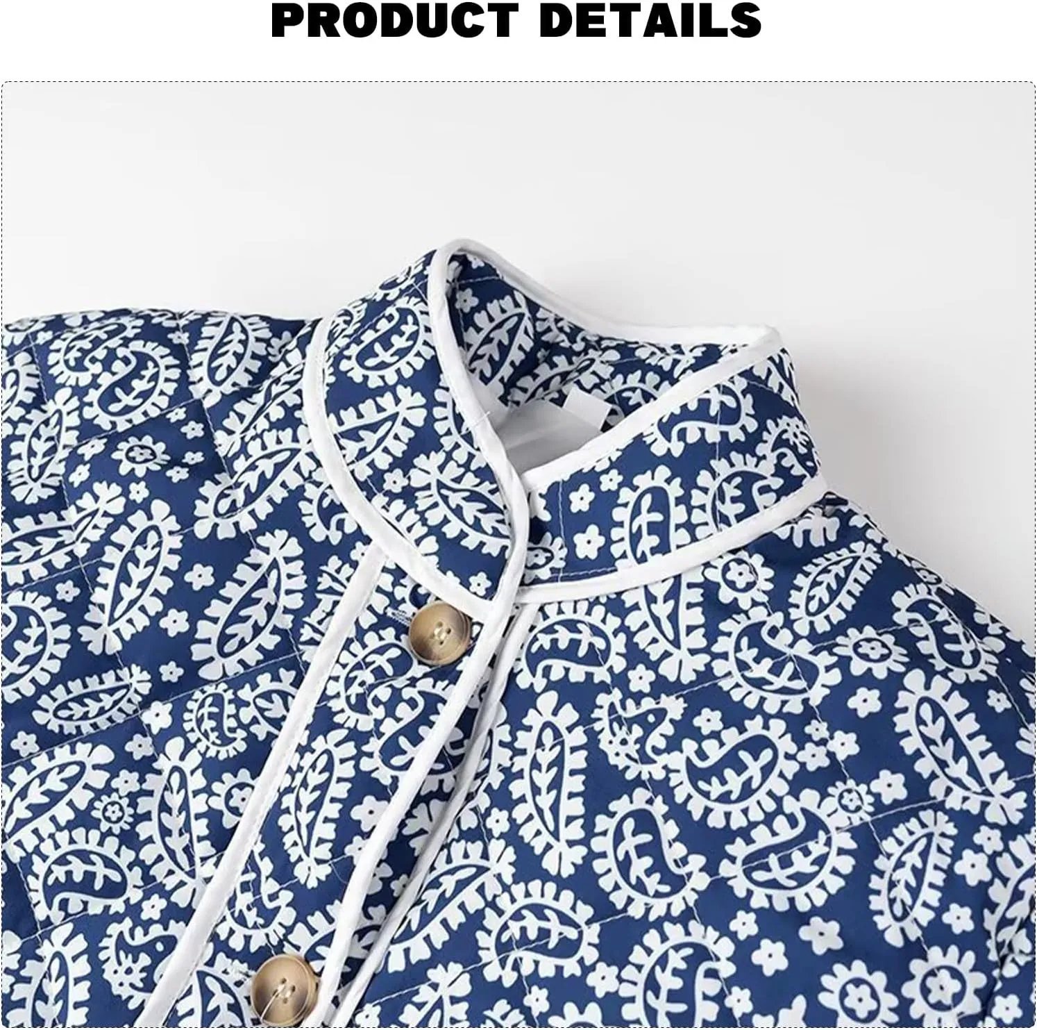 HOTIAN Floral Printed Puff Jackets for Women Lightweight Cropped Padded Puffer Jacket Cardigan Quilted Winter Coats