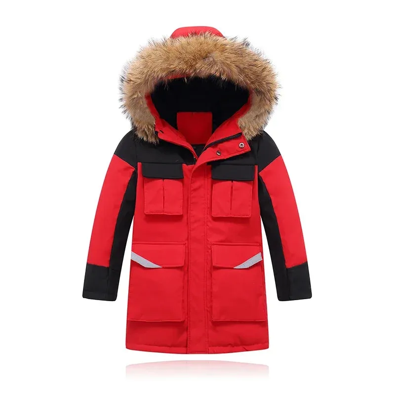 JISENAHU kids Snow Jacket with Fur Hood