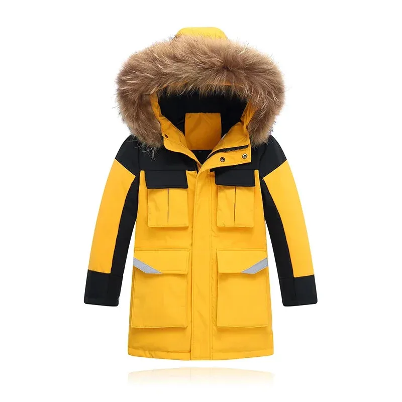 JISENAHU kids Snow Jacket with Fur Hood