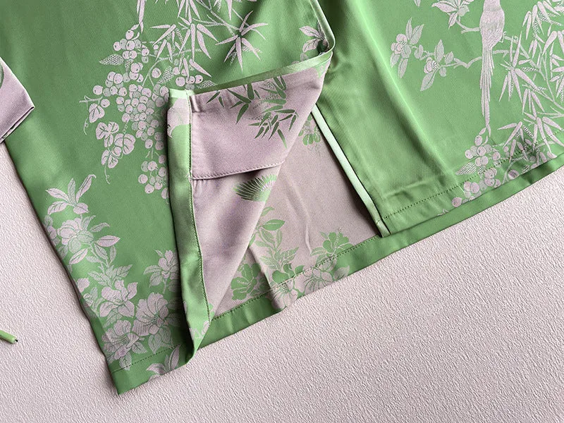 Light Ice Silk Long Pajama Set