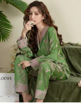 Light Ice Silk Long Pajama Set