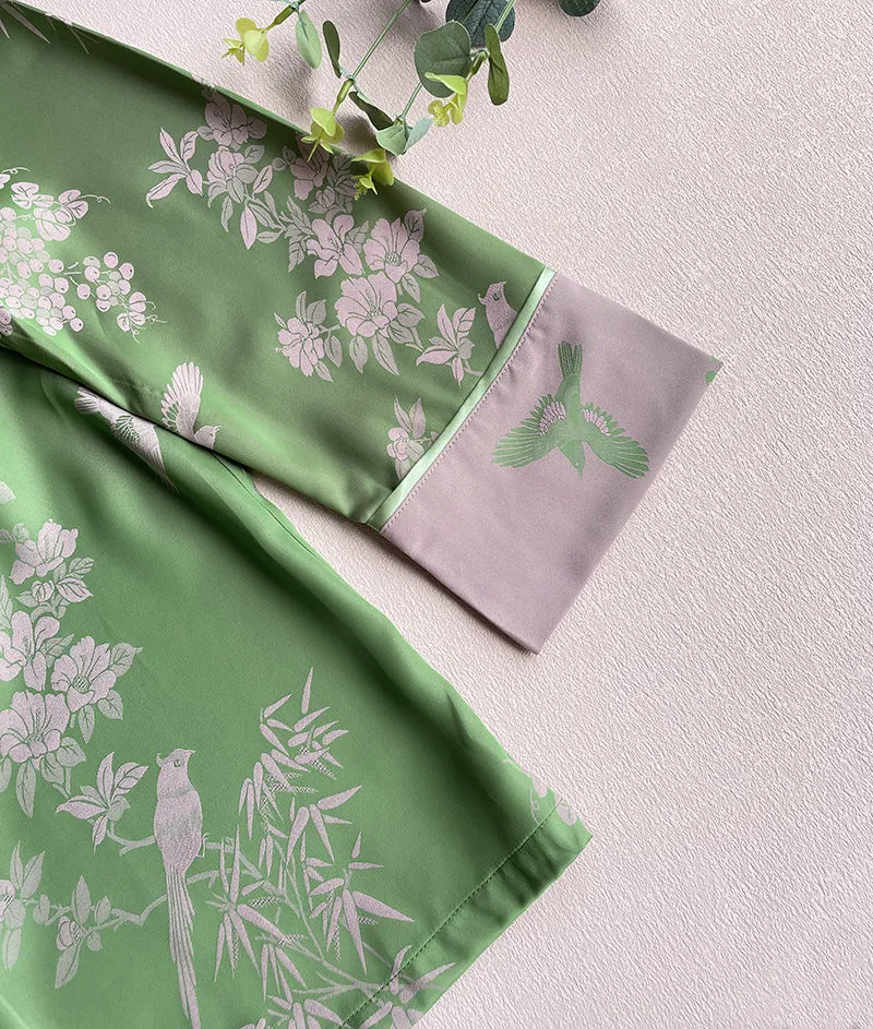 Light Ice Silk Long Pajama Set