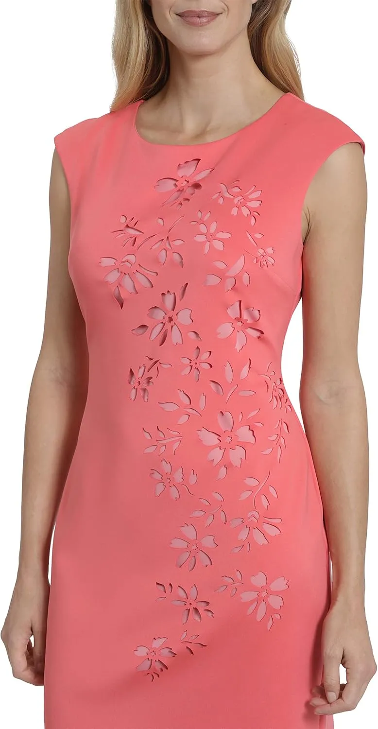 London Times Women's Laser Cut Sheath Dress Desk to Dinner Office Wear Church Or Guest of