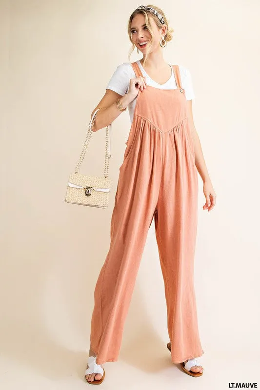 Lt.Mauve Shirring Deatil Overalls