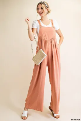 Lt.Mauve Shirring Deatil Overalls