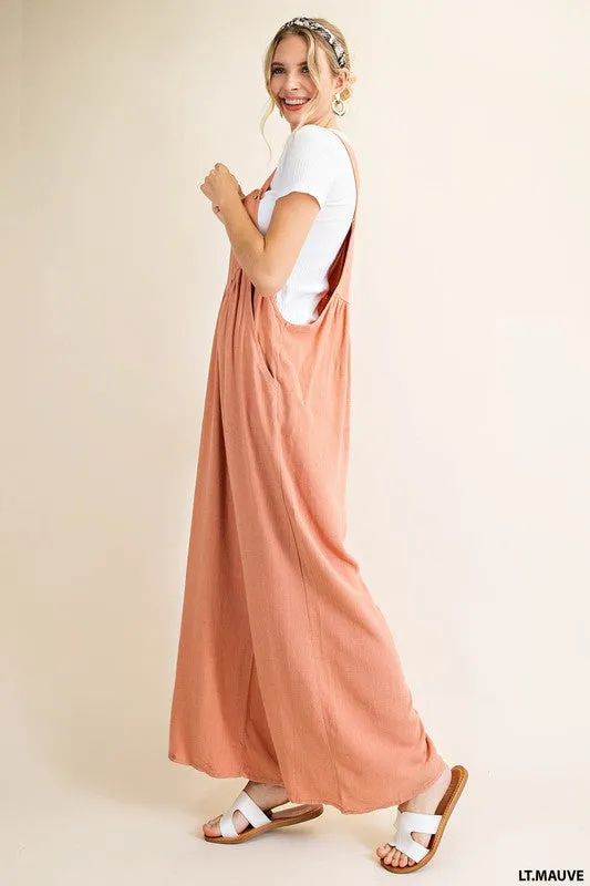 Lt.Mauve Shirring Deatil Overalls